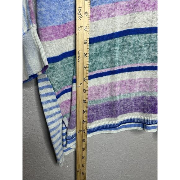 Sundance Johanna Lightweight Blue Striped V Neck Casual Sweater 100% Cotton XXL - Picture 4 of 8